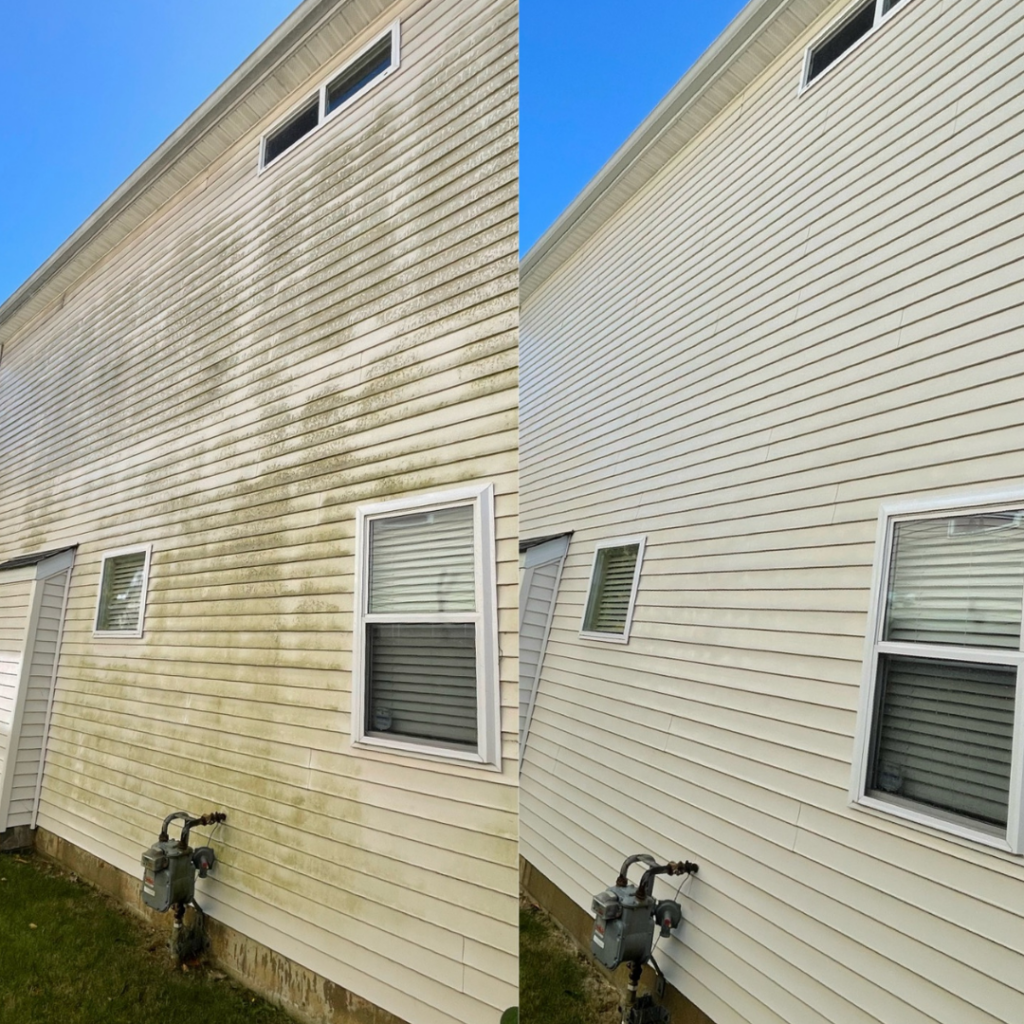 House soft washing and pressure washing in Plain City, Ohio. Strong Cleaning Co